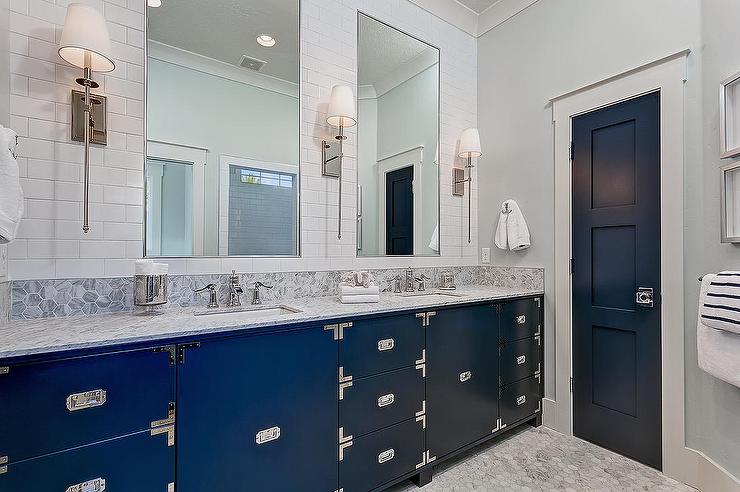 Navy blue bathroom